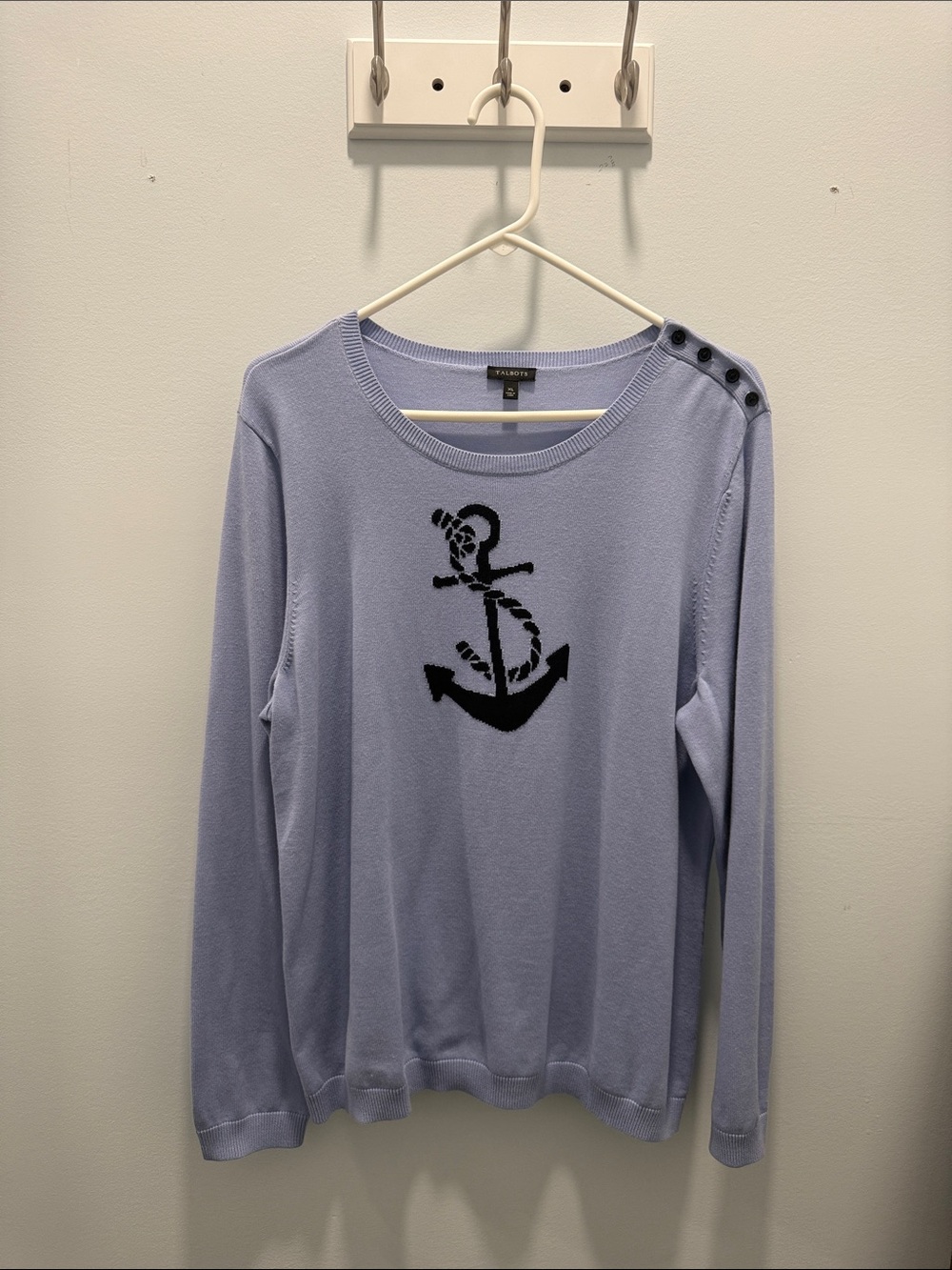 Talbots Light blue Sweater with Black Anchor Motif